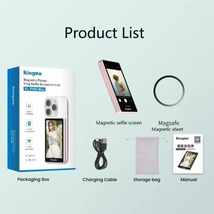 KingMa PH02 MAX Mobile Phone MagSafe Display Screen Selfie Live Streaming Phone Rear Camera(Black)