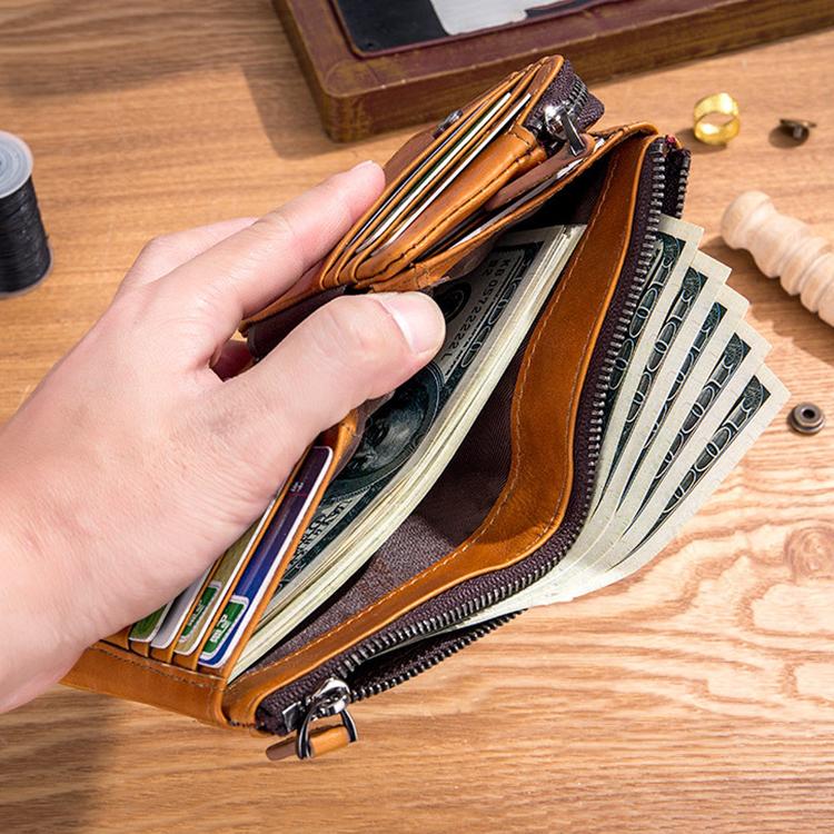 BULL CAPTAIN 050 RFID Anti-theft Top Layer Multi-Slot Wallet with Detachable Coin Purse(Coffee)