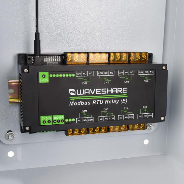 Waveshare Modbus RTU Protocol Rail-Mounted Case 8-Way RS485 30A High-Current Relay Module(30459)