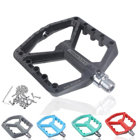RACEWORK RK579 1pair Bicycle Wide Anti-slip Bearing Pedal Nylon Pedal(Cyan)