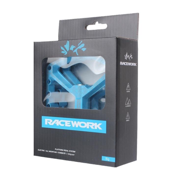 RACEWORK RK579 1pair Bicycle Wide Anti-slip Bearing Pedal Nylon Pedal(Blue)