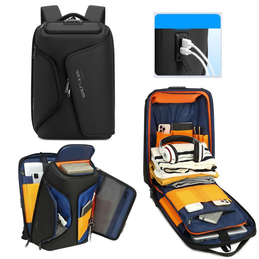 Wiersaam Sac à Dos Antivol pour Homme, Sac à Dos de Voyage d'Affaires Résistant à l'Eau pour Ordinateur Portable avec Port de Chargement USB (Gris)