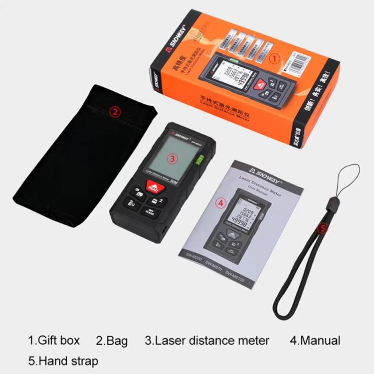 SNDWAY SW-MS50 50M Laser Distance Measuring Instrument High Precision Laser Ruler