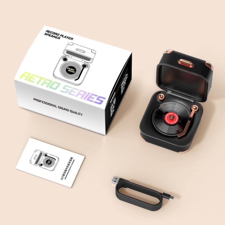 AVWOO A17 Mini Colorful Light Retro Gramophone Bluetooth Speaker(White)