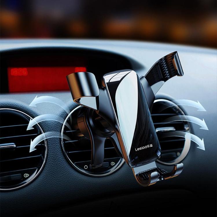 Leeioo Gravity Linkage Air Outlet Clip-on Car Mobile Phone Holder(Silver)