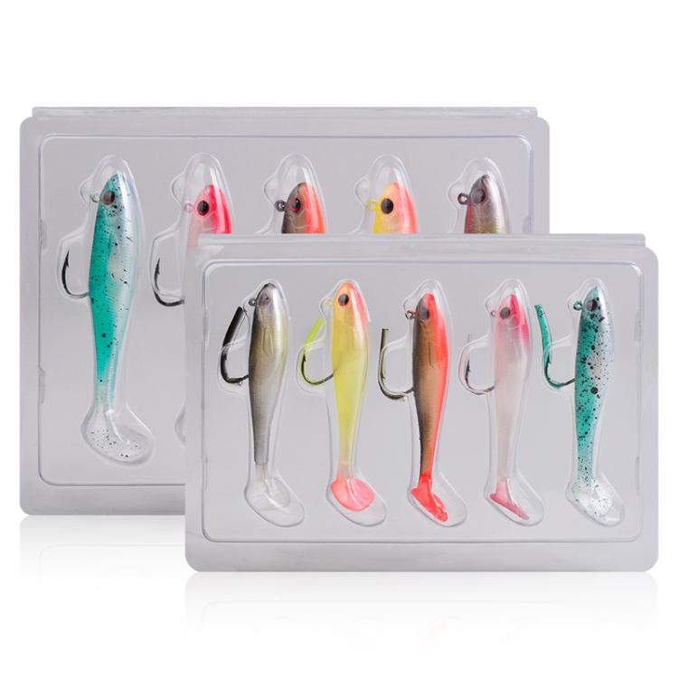 PROBEROS DW6092N12A 5 pièces/lot Leurre Souple à Queue en T, Appât Artificiel, Hameçon Simple, Nage Complète, Leurre Souple Immergé d'Imitation