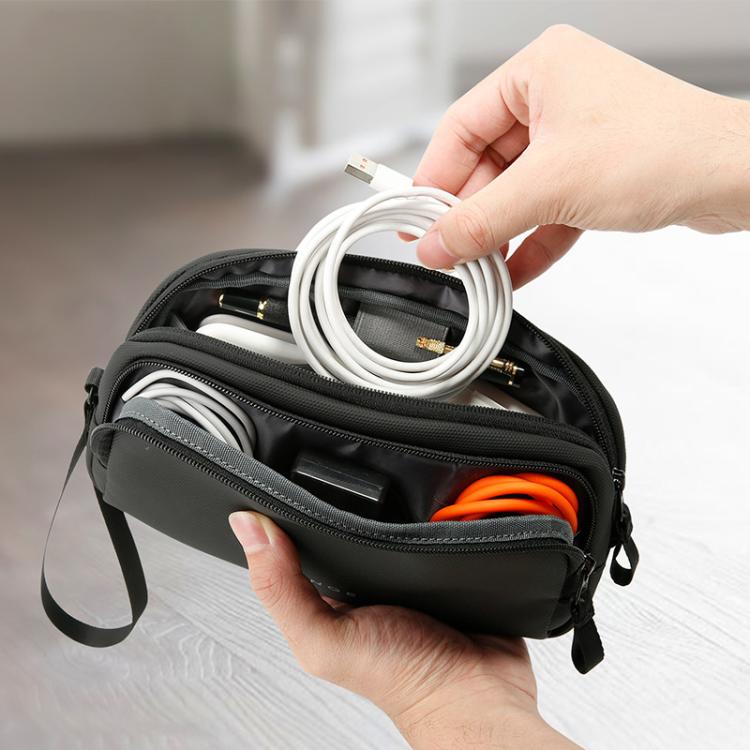 BANGE 3067 Travel Digital Storage Bag Multi-compartment Data Cable Daily Business Trip Handbag(Gray)