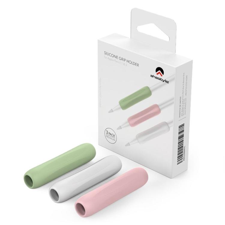 For Apple Pencil USB-C / 2 AhaStyle PT113-3 3pcs Silicone Pen Grip(White+Dark Blue+Black)
