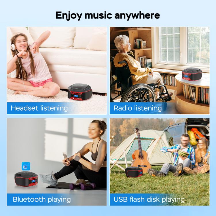 Kuephom W17 Portable Home CD Music Walkman FM Bluetooth Player AU Plug