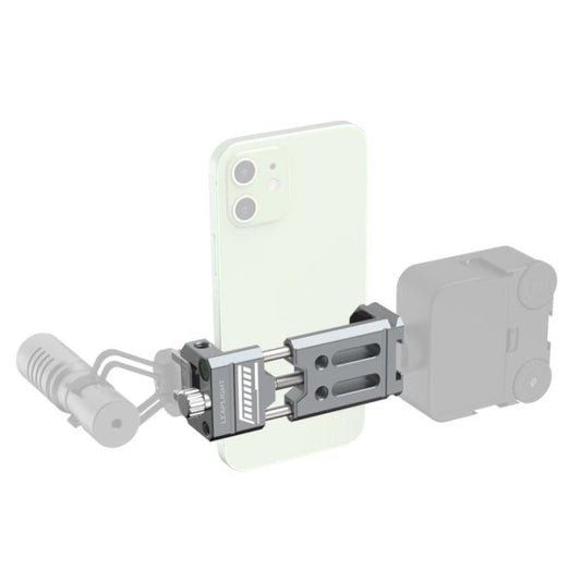 Leaplight Dual Cold Shoe All-Metal Phone Mount with 4x1/4 Inch Screw Ports & Arri Locating Holes(Gray)