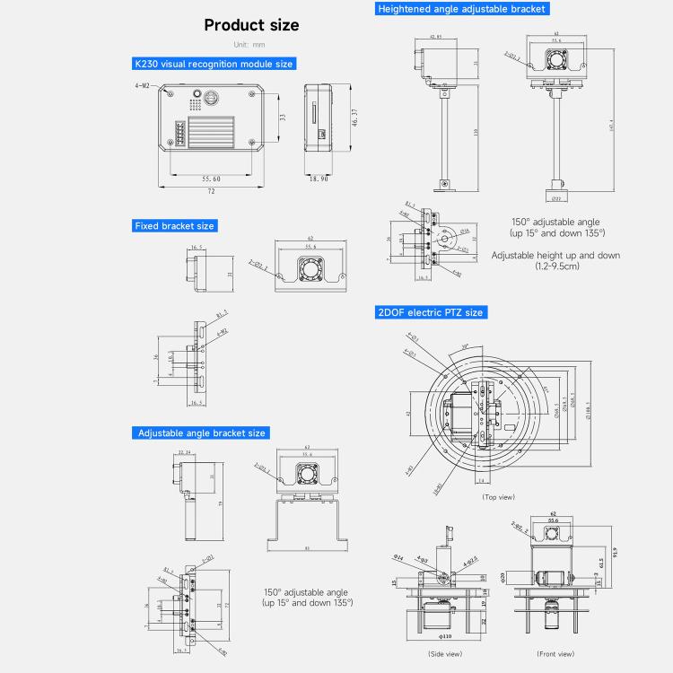 Yahboom K230 Vision Module With 2.4-Inch HD Touch Screen 32G TF Card With Fixed Bracket
