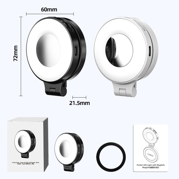 HEPAIL AC74 Magsafe Magnetic Smartphone Light Portable Handheld Selfie Light(Black)