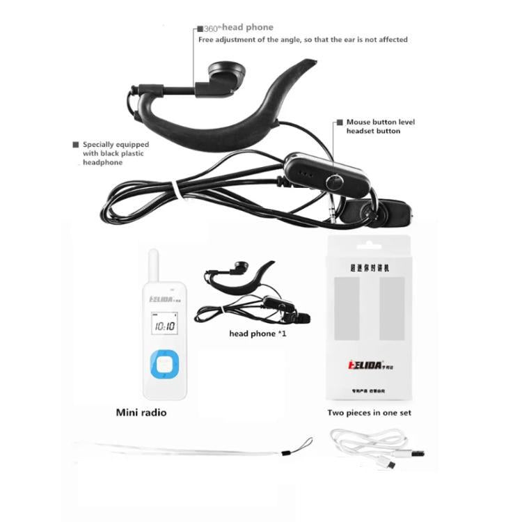 HELIDA T-M1 Mini Portable Rechargeable Two-Way Radio 22 Channels Compact Walkie Talkie EU Plug White