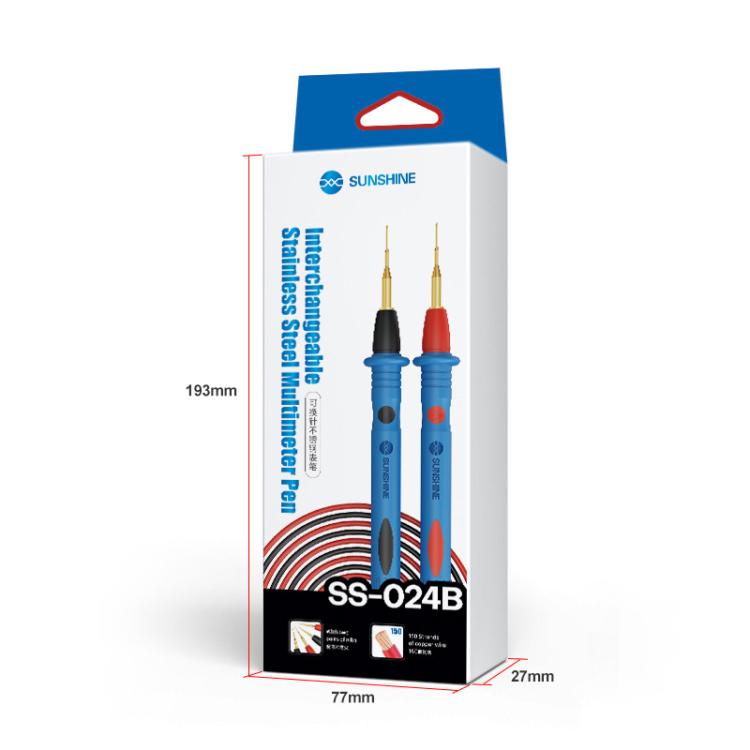 SUNSHINE SS-024B Replaceable Stainless Steel Probe Tips Soft Silicone Multimeter Probe Tips