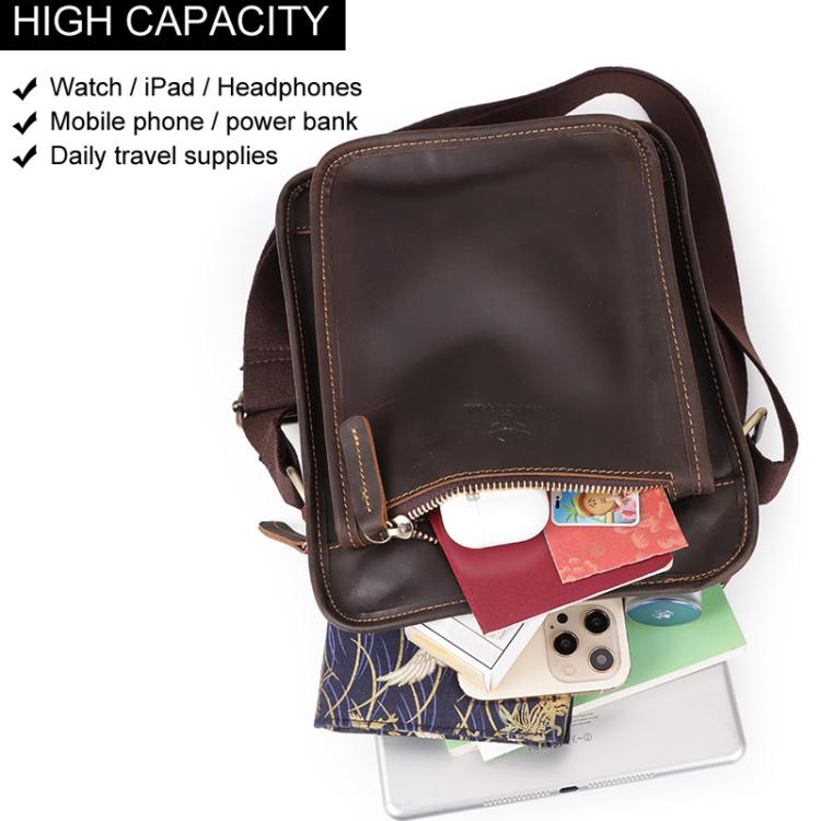 HUMERPAUL MH702 Men Vertical Crossbody Bag Casual Leather Shoulder Bag(Brown)