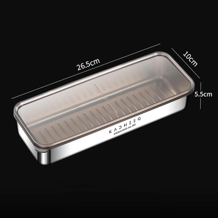 Kacheeg Stainless Steel Slim Rectangular Food Storage Container 304 Narrow Space-Saving Fridge Organizer Box, Style: Regular