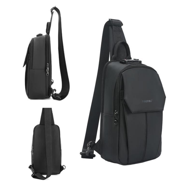 Tigernu Men Large Capacity Chest Bag Anti-Theft Crossbody Shoulder Bag with TSA007 Approved Lock(Black)