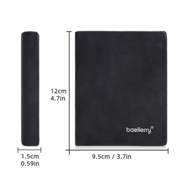Baellerry D3082 Men Short Style Multi Card Slot Frosted Ticket Holder Wallet(Black)