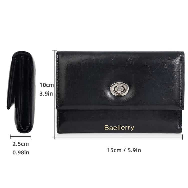 Portefeuille zippé trois volets Baellerry N8400 pour femme (noir)