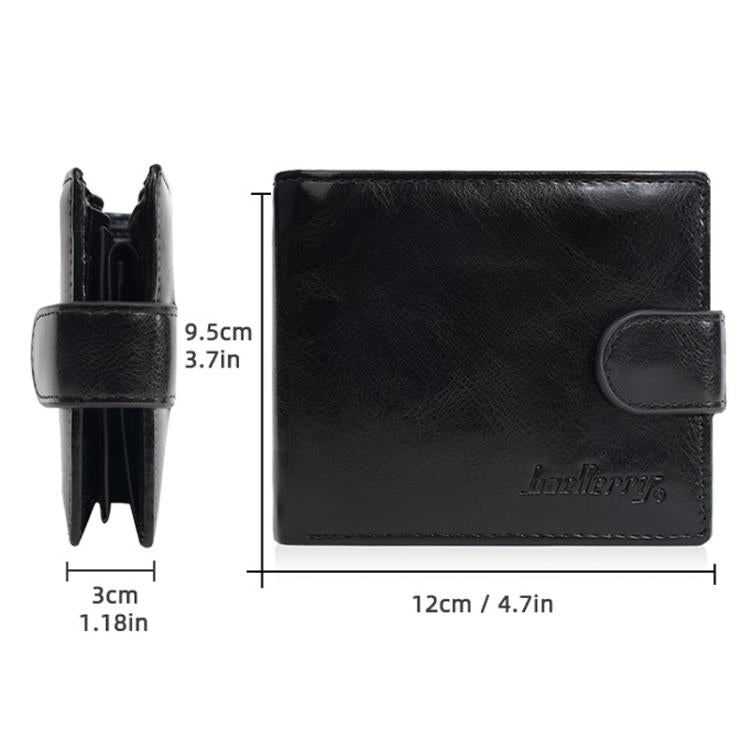 Baellerry D3065 Men Three Fold Short Style Zipper Wallet Snap Closure Multi Card Slot Billfold(Brown)