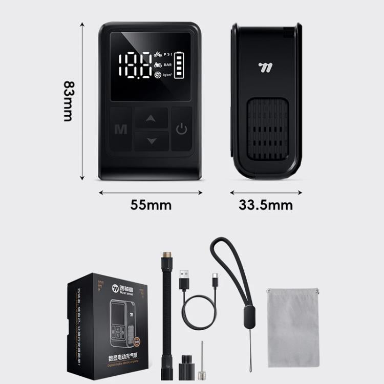 WEST BIKING Mini Digital Electric Air Pump Portable Tire Inflator with Preset Pressure, USB-C Rechargeable for Bikes Motorcycles Balls(Black White)
