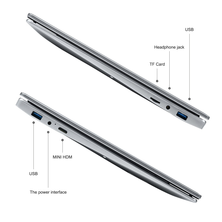 HONGSAMDE HSD1509 Notebook, 15.6 inch, 16GB+512GB, Windows 11 Intel Celeron N5095 Quad Core, Support TF Card & WiFi & BT & HDMI, US Plug (Silver Grey)