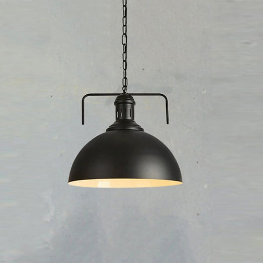 Retro Industrial Pendant Light Creative Single Head Iron Art Hanging Lamp E27 Bulb Perfect for Kitchen Dining Room Bedroom Living Room (Color:Black Size: + Warm White)