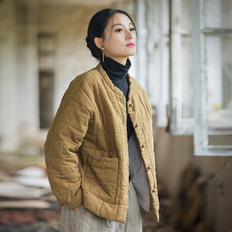 Manteau court rembourré en coton pour femme
