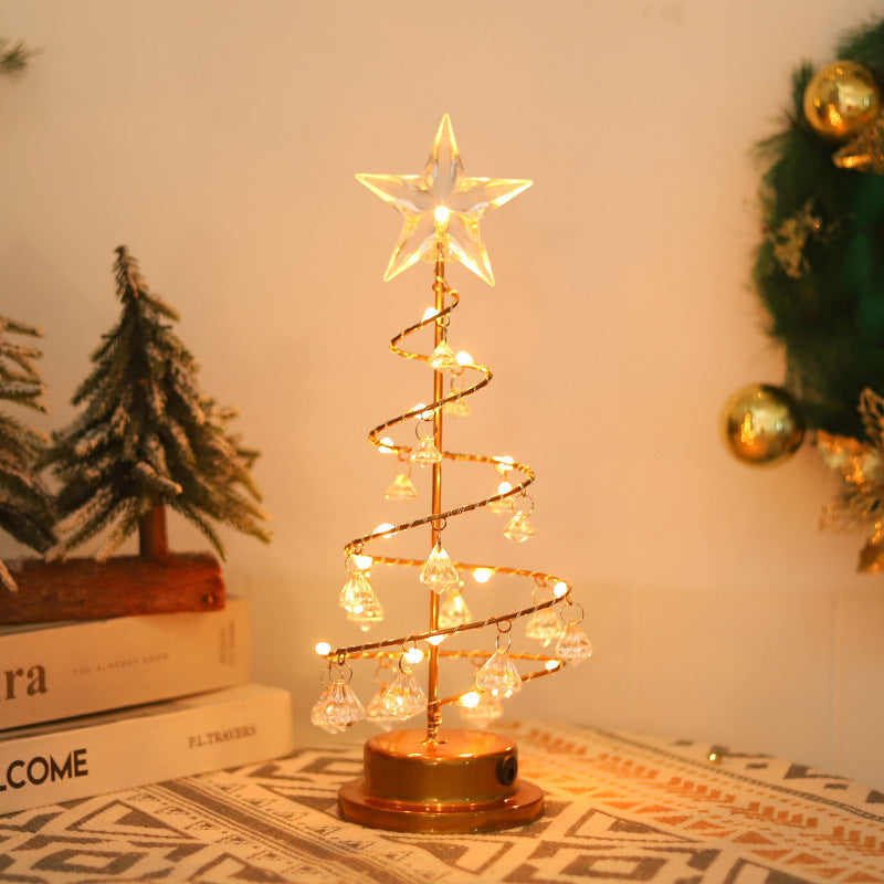 Lampe de table à suspendre LED Arbre de Noël Lampe de nuit Arbre en cristal