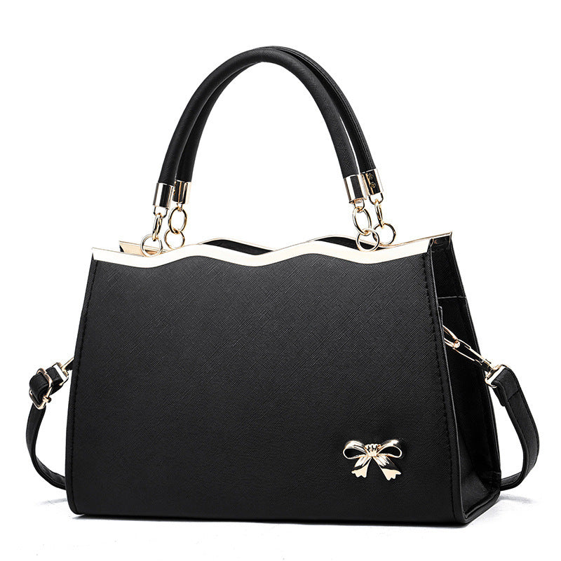 Bowknot Handbag - Elegant PU Leather Messenger Bag