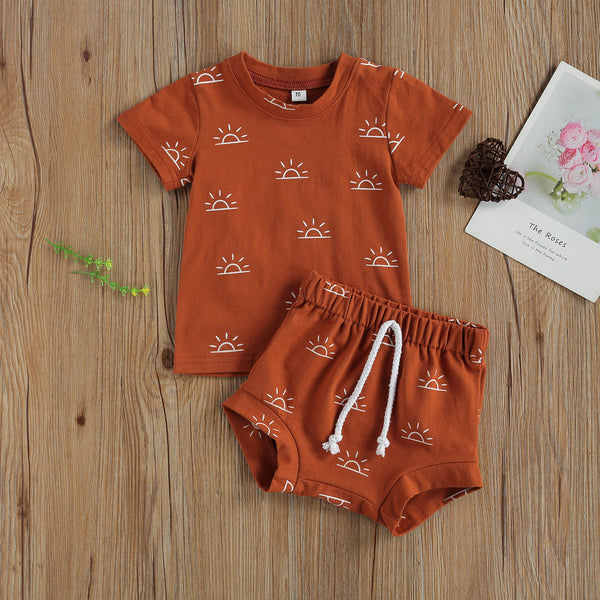 Kids Sun Print T-Shirt & Shorts Set