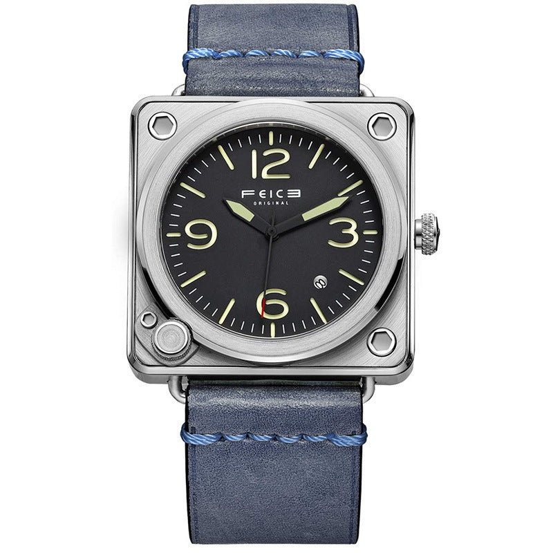 Montre automatique à cadran carré grand format