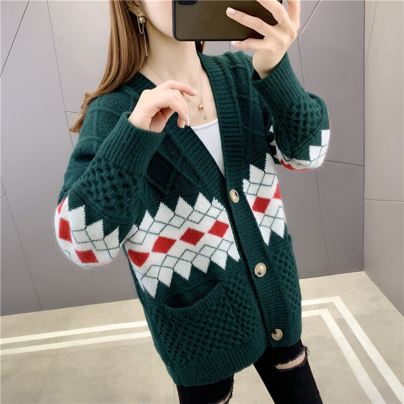 Cardigan ample style coréen pour femme pour le printemps et l'automne