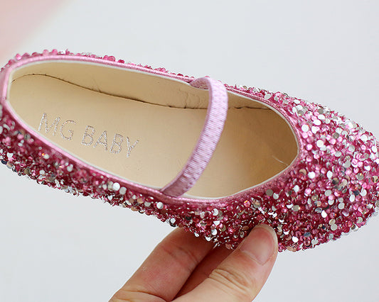 Girls Sequins Crystal Toe Cap