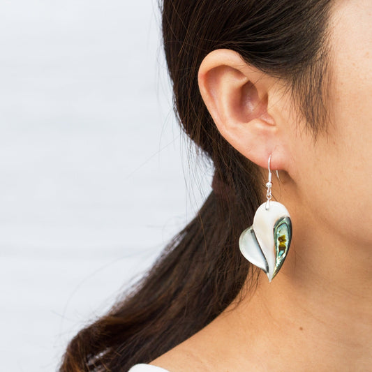 Abalone Shell Heart Drop Earrings
