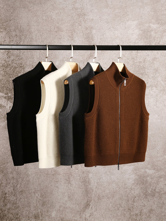 Women's Loose-Knit Wool Cardigan Vest
