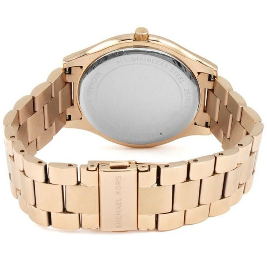 Michael Kors MK3494 Ladies Slim Runway Rose Gold Dark Blue Watch