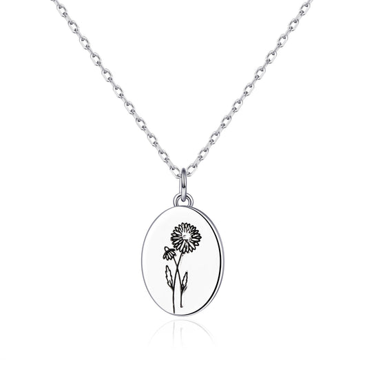 April Birth Flower Daisy Necklace with Card