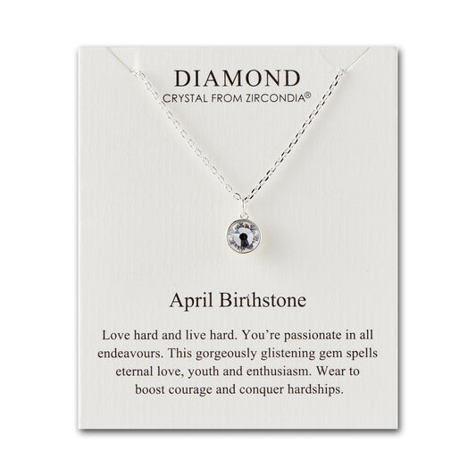 April (Diamond) Birthstone Necklace Created with Zircondia® Crystals