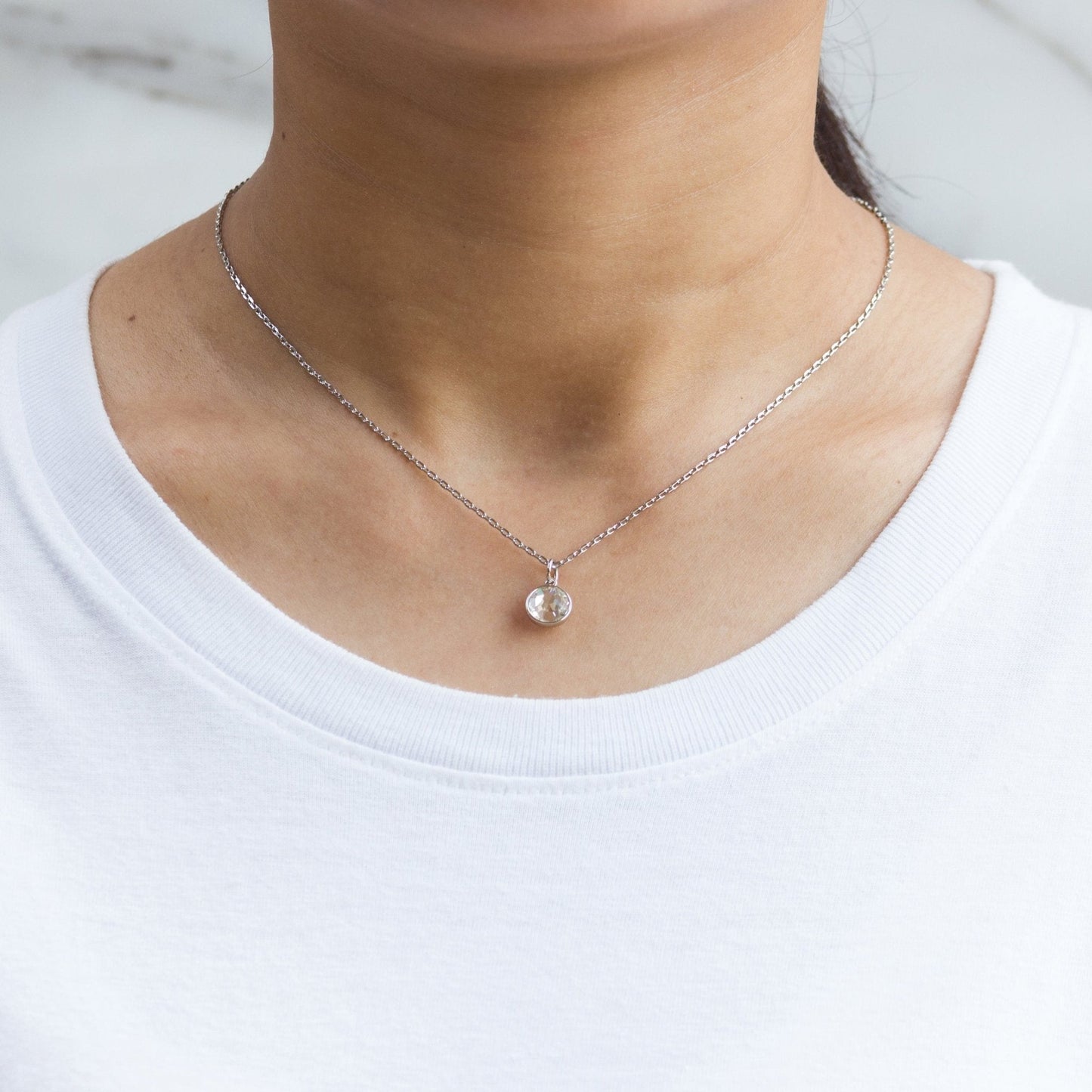 April (Diamond) Birthstone Necklace & Drop Earrings Set Created with Zircondia® Crystals