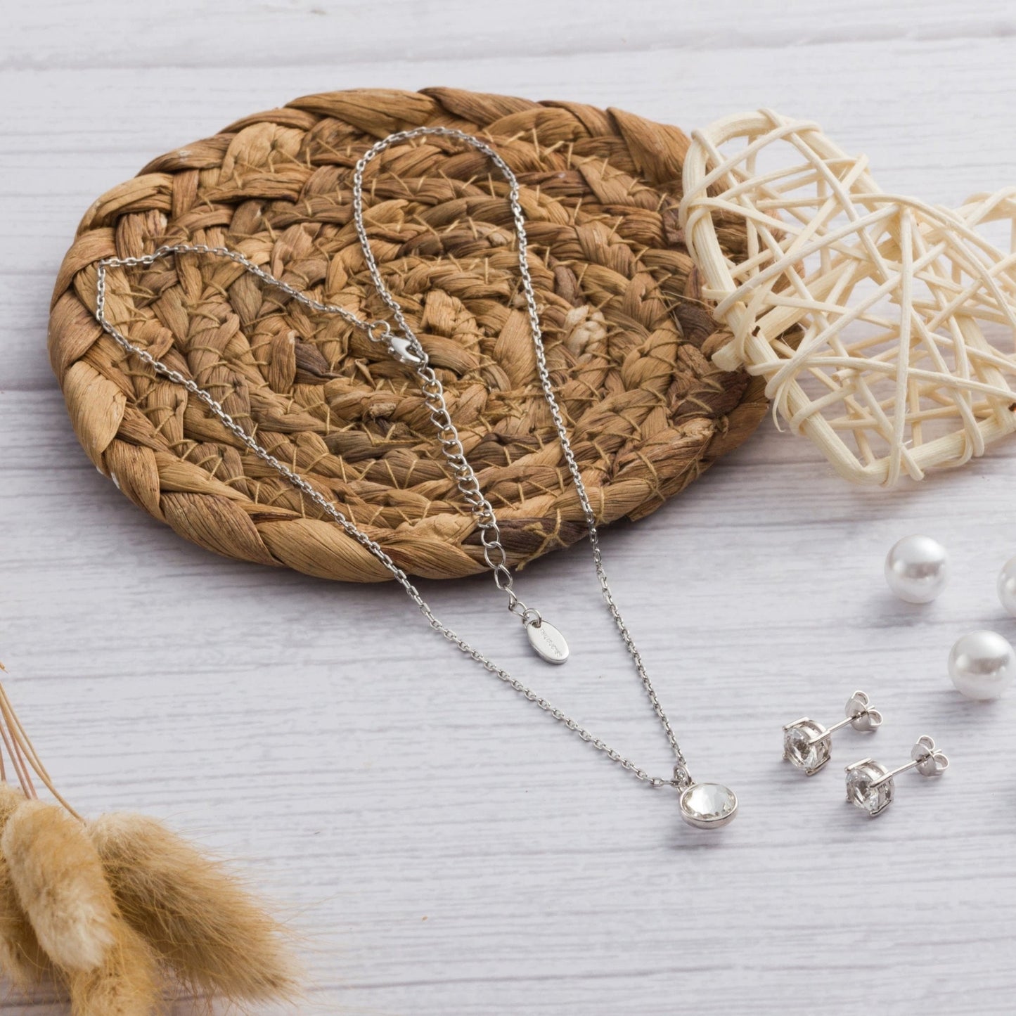 April (Diamond) Birthstone Necklace & Earrings Set Created with Zircondia® Crystals