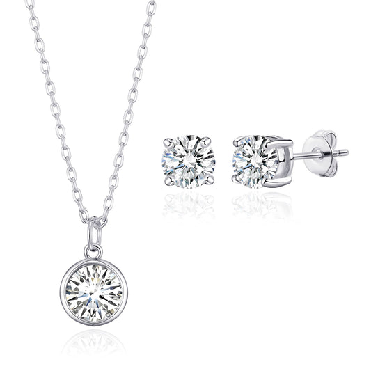 April (Diamond) Birthstone Necklace & Earrings Set Created with Zircondia® Crystals