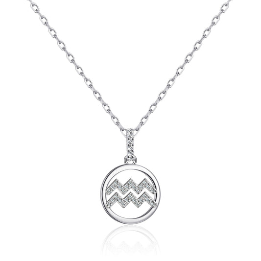 Aquarius Star Sign Zodiac Necklace and Quote Card with Zircondia® Crystals