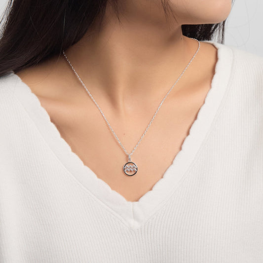 Aquarius Star Sign Zodiac Necklace with Zircondia® Crystals
