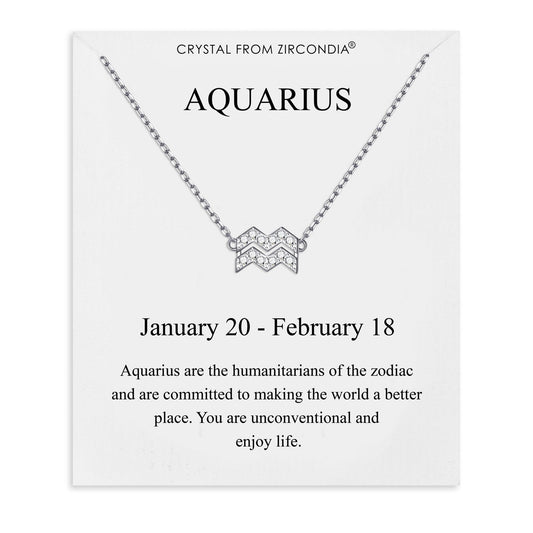Aquarius Zodiac Star Sign Necklace Created with Zircondia® Crystals