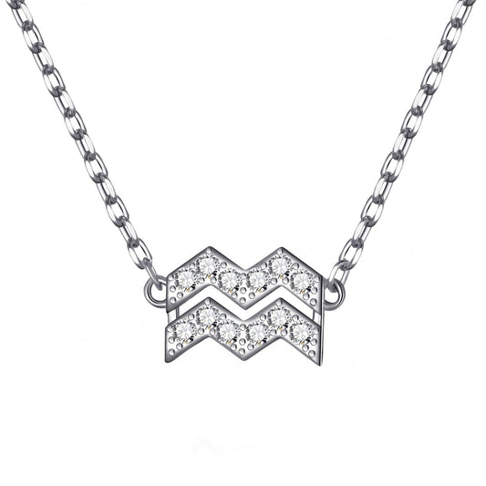 Aquarius Zodiac Star Sign Necklace Created with Zircondia® Crystals