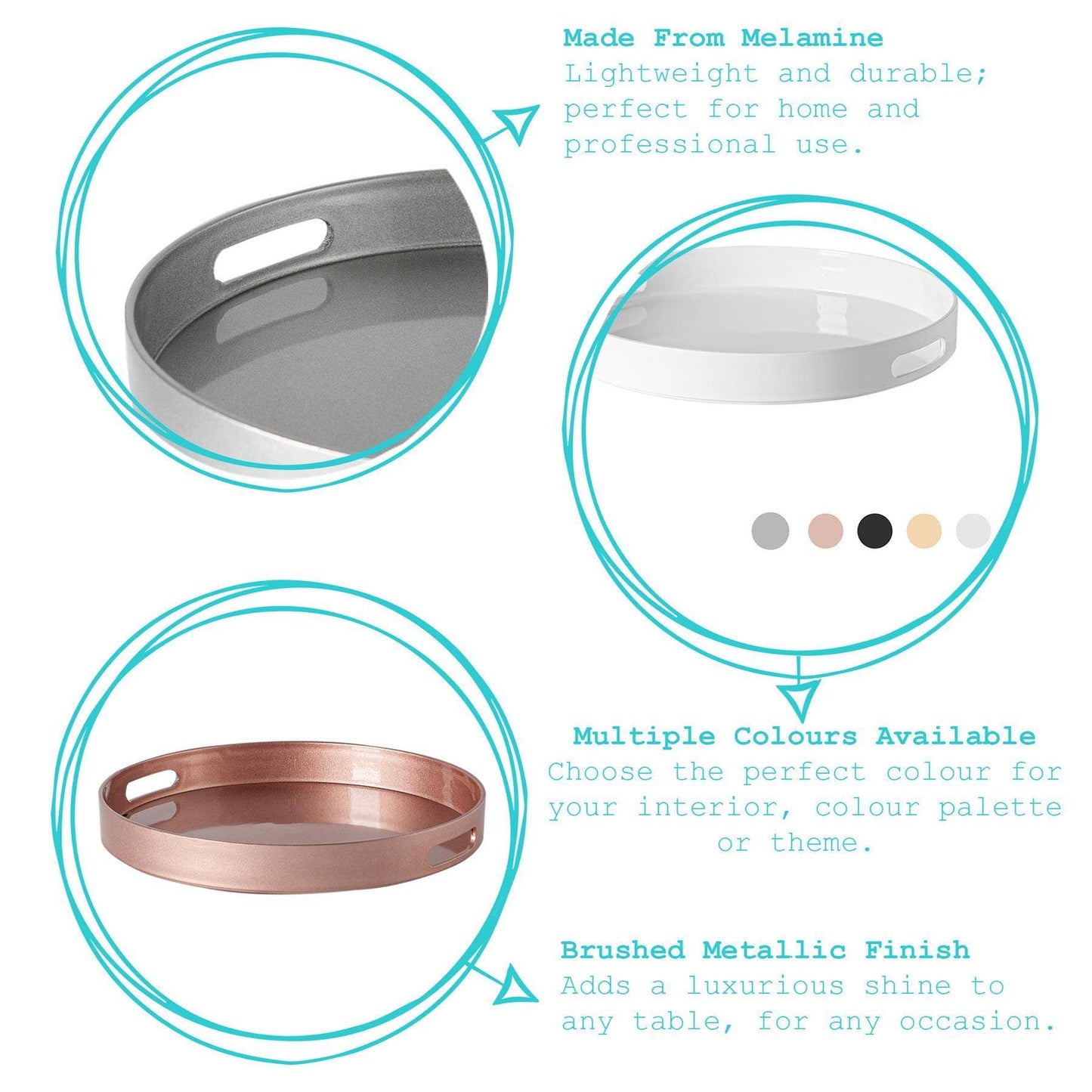 Argon Tableware Round Serving Tray -33cm - Rose Gold