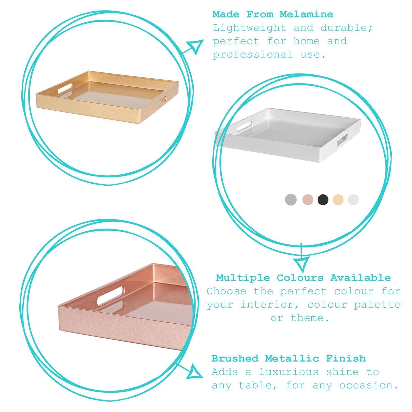 Argon Tableware Square Serving Tray -33cm - Rose Gold