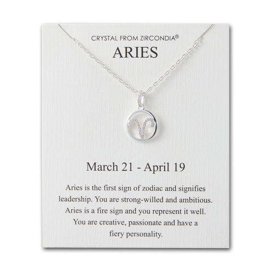 Aries Star Sign Zodiac Necklace and Quote Card with Zircondia® Crystals