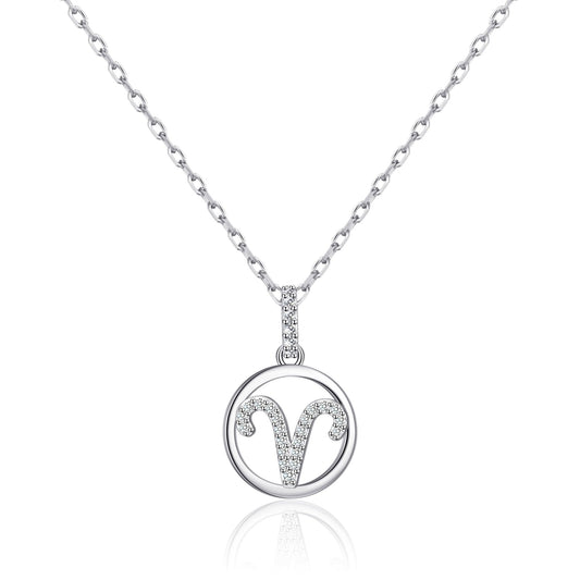 Aries Star Sign Zodiac Necklace with Zircondia® Crystals